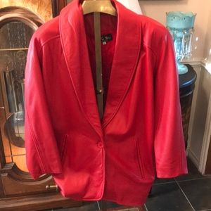 Vintage red leather coat